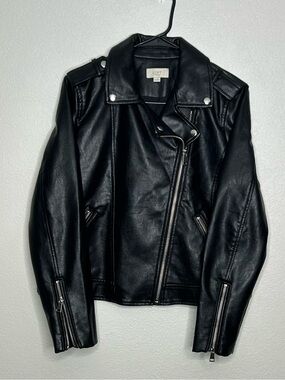 LOFT Black Faux Leather Moto-Style Jacket